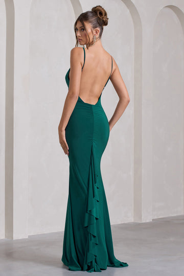 Naya Bottle Green Strappy V-Neck Maxi Dress